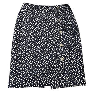 Talbots Navy White Dots Cotton Blend Mini Skirt Size 2 Preppy‎ Spring Summer
